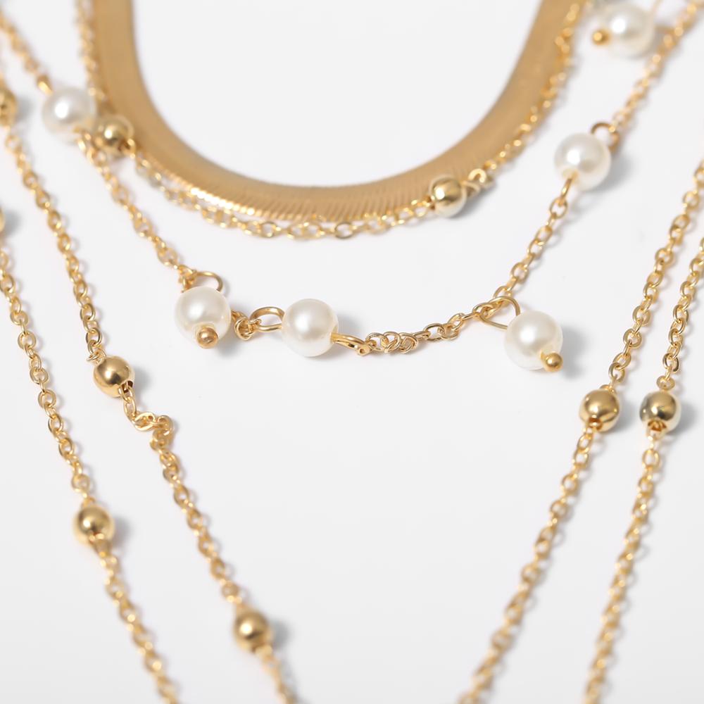 IngeSight.Z Bohemian Multi Layer Imitation Pearl Tassel Choker Necklace Collar Statement Pendant Necklace for Women Jewelry