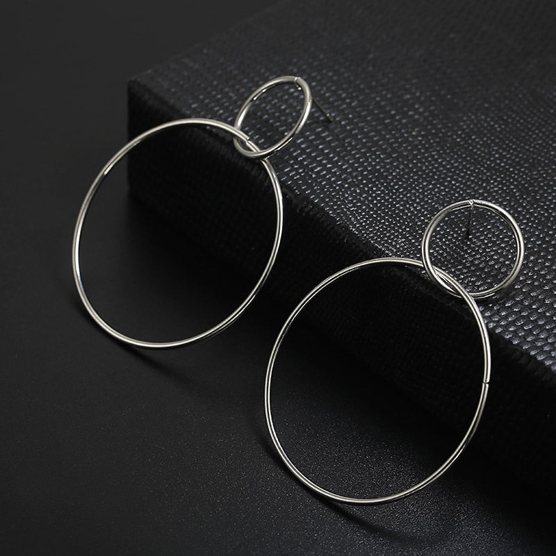 2020 NEW Gold Metal Long Circle Pendant Earings Tassel Earrings for Women Fashion Jewelry Statement Geometric Voor Vrouwen