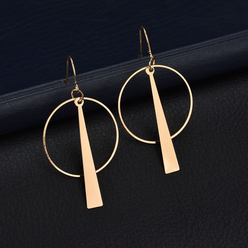 2020 NEW Gold Metal Long Circle Pendant Earings Tassel Earrings for Women Fashion Jewelry Statement Geometric Voor Vrouwen