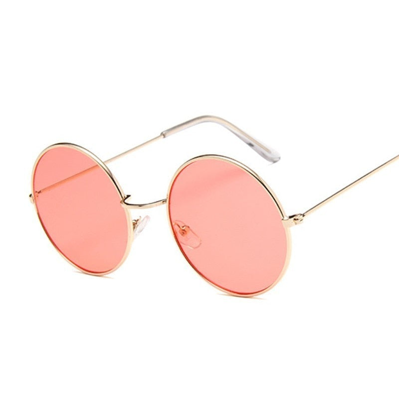 2019 Retro Round Pink Sunglasses Women Brand Designer Sun Glasses For Women Alloy Mirror Female Oculos De Sol Black