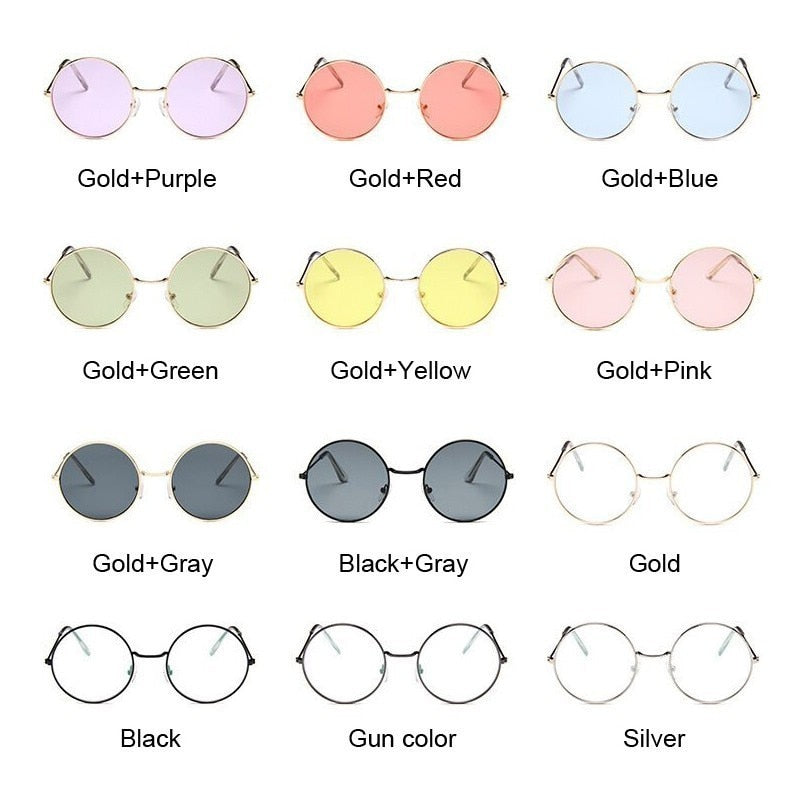 2019 Retro Round Pink Sunglasses Women Brand Designer Sun Glasses For Women Alloy Mirror Female Oculos De Sol Black
