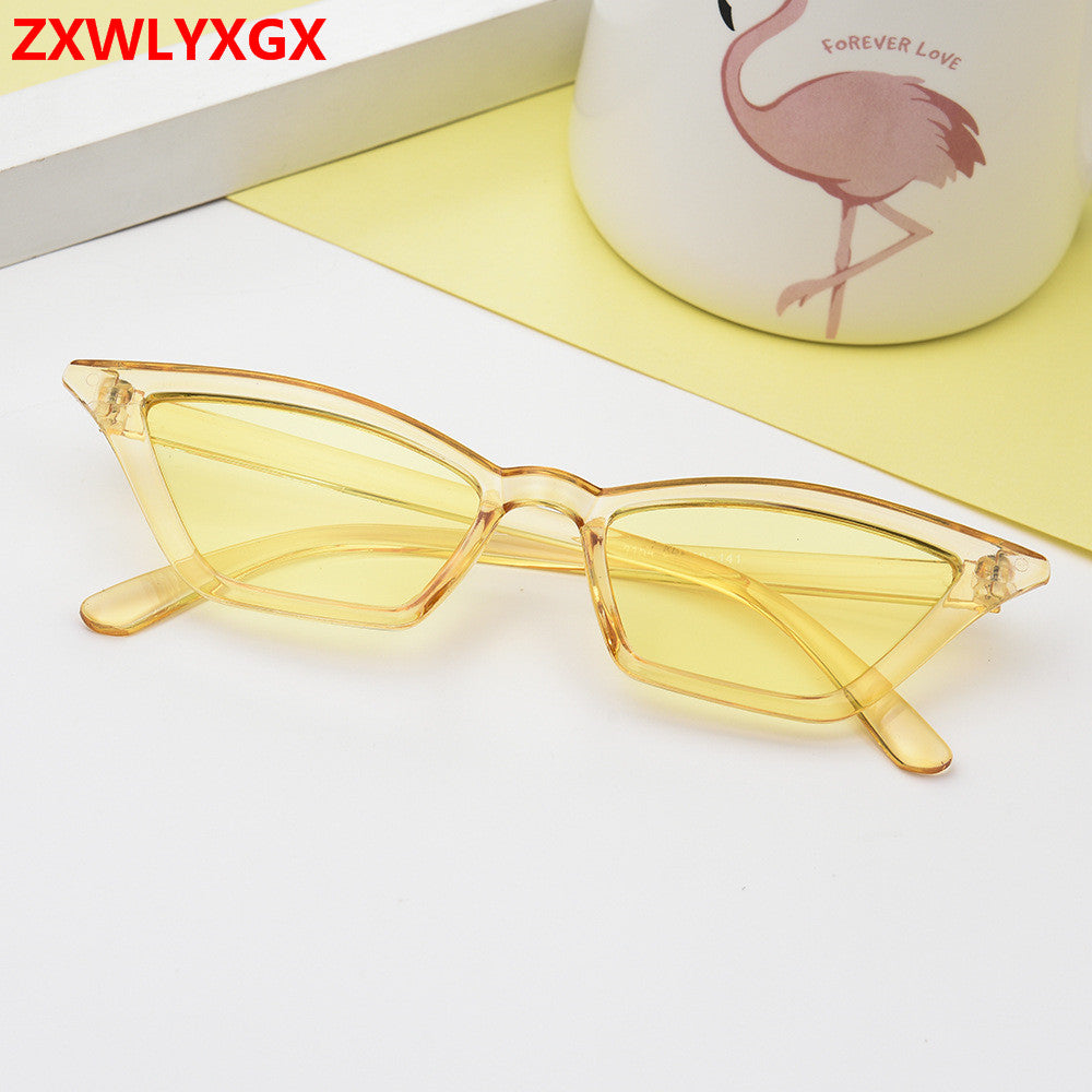 14 colors brand design new European American cat eye glasses sunglasses ladies retro sunglasses transparent box colorful glasses
