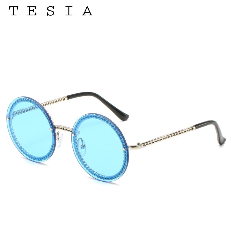 Brand Round Sunglasses Women Luxury Rimless Feamle Shades Europe Popular Ins Sun glasses lunettes de sol femme