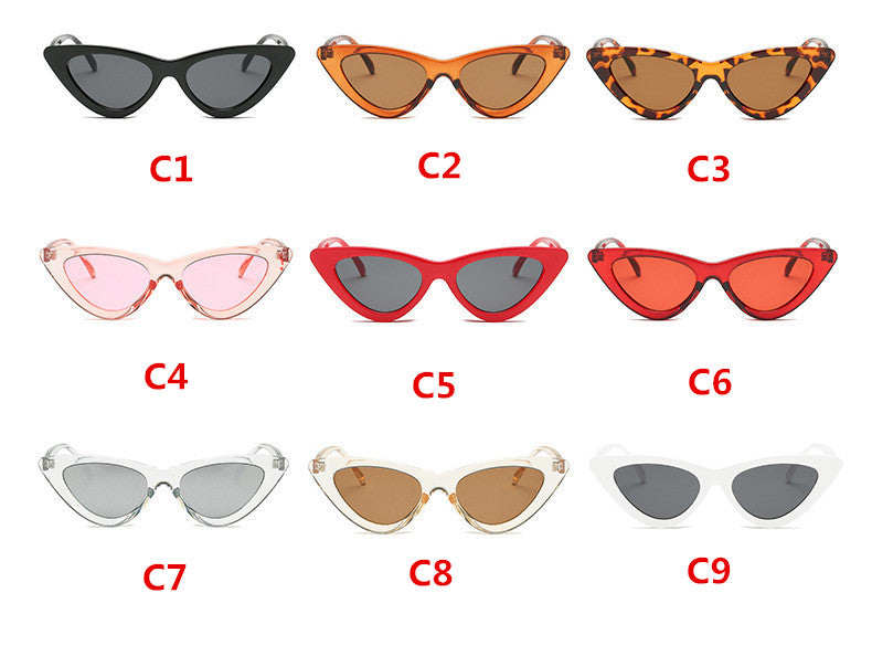 2020 fashion sunglasses woman brand Designer vintage retro triangular cat eye glasses oculos De Sol Transparent ocean uv400