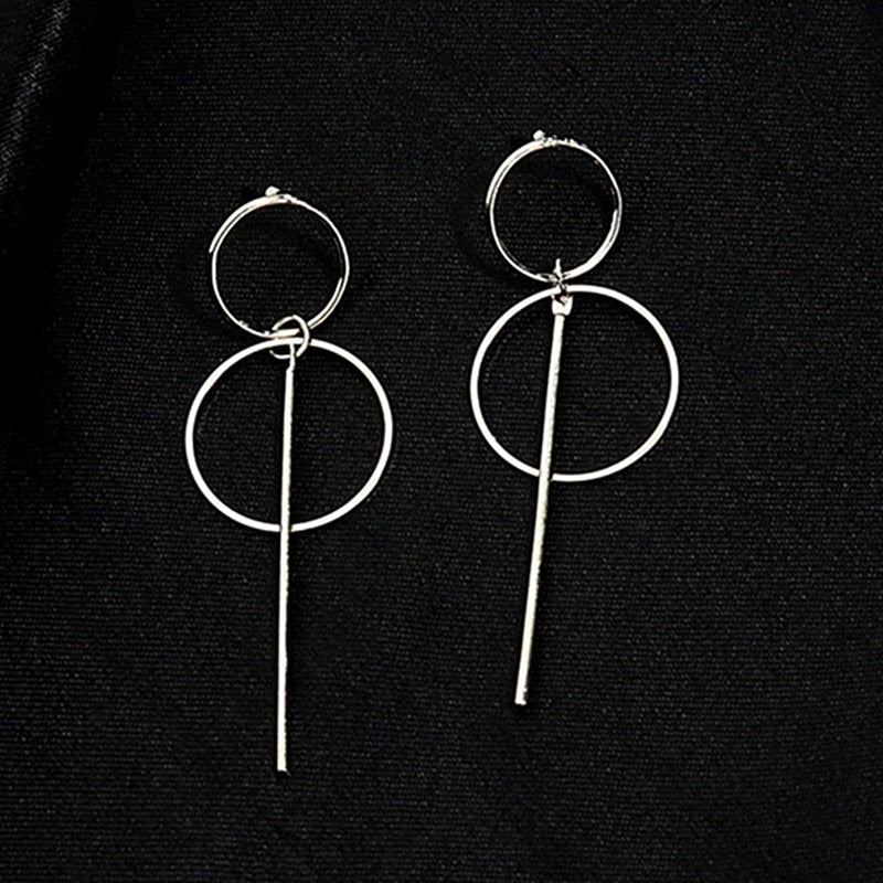 2020 NEW Gold Metal Long Circle Pendant Earings Tassel Earrings for Women Fashion Jewelry Statement Geometric Voor Vrouwen