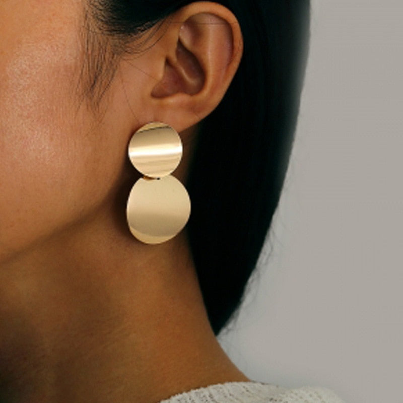 2020 NEW Gold Metal Long Circle Pendant Earings Tassel Earrings for Women Fashion Jewelry Statement Geometric Voor Vrouwen