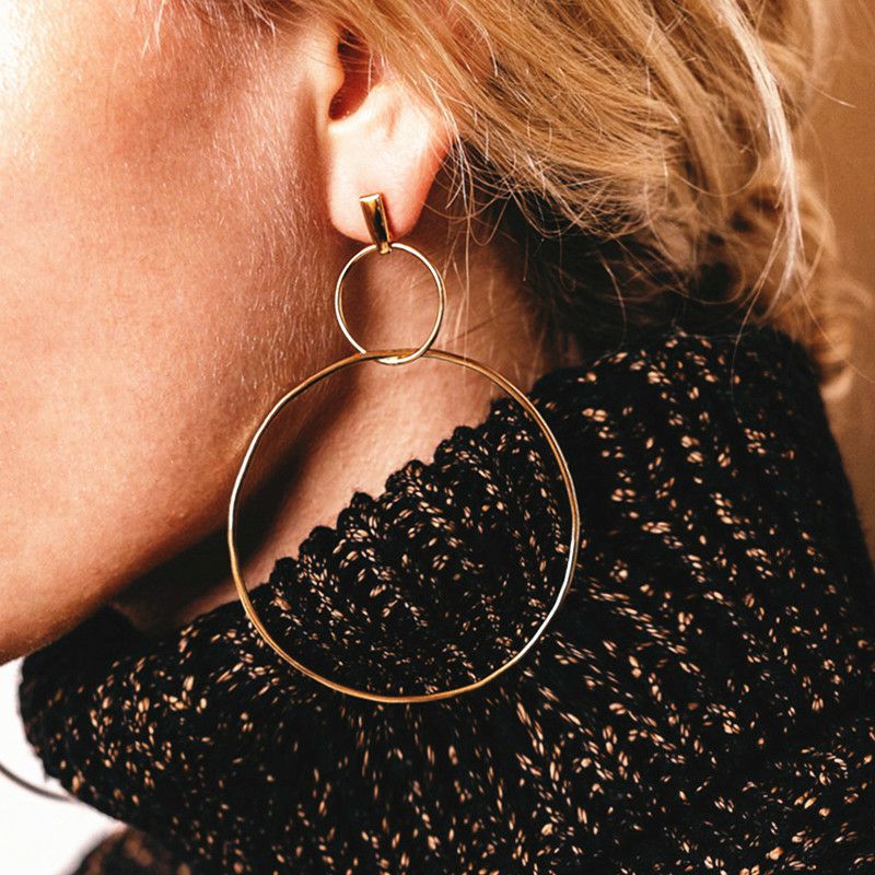 2020 NEW Gold Metal Long Circle Pendant Earings Tassel Earrings for Women Fashion Jewelry Statement Geometric Voor Vrouwen