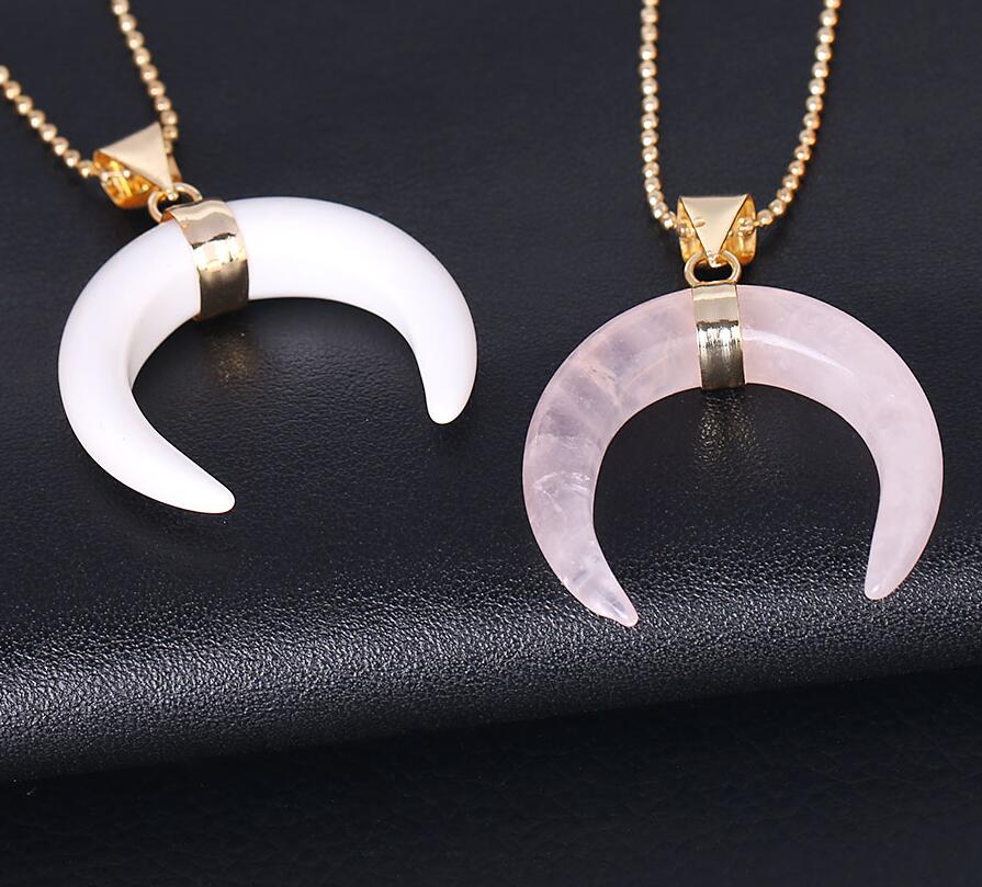 Natural marble
s Crescent Moon Necklaces Pendants Purple Crystal rosy color Quartz White marble
Gold Color Reiki young lady
Jewelry