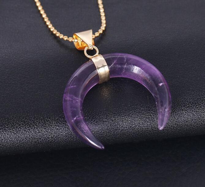 Natural marble
s Crescent Moon Necklaces Pendants Purple Crystal rosy color Quartz White marble
Gold Color Reiki young lady
Jewelry
