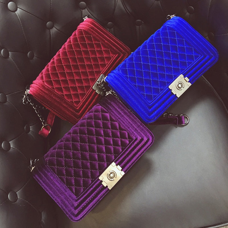 Croyance Fashion Ladies Velour Bag Women Messenger Handbag Shoulder Chain Female Bag Velvet Crossbody Luxury Designer New Purse