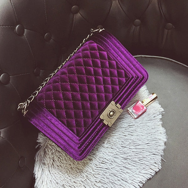 Croyance Fashion Ladies Velour Bag Women Messenger Handbag Shoulder Chain Female Bag Velvet Crossbody Luxury Designer New Purse