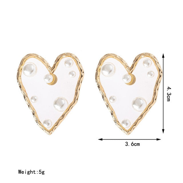 New Boho White Imitation Pearl Round Circle Hoop Earrings Women Gold Color Big Earings Korean Jewelry Brincos Statement Earrings