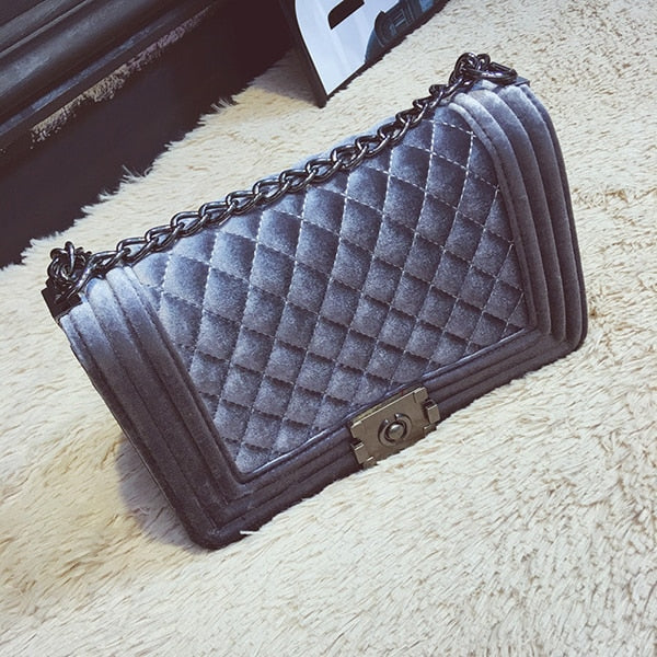 Croyance Fashion Ladies Velour Bag Women Messenger Handbag Shoulder Chain Female Bag Velvet Crossbody Luxury Designer New Purse