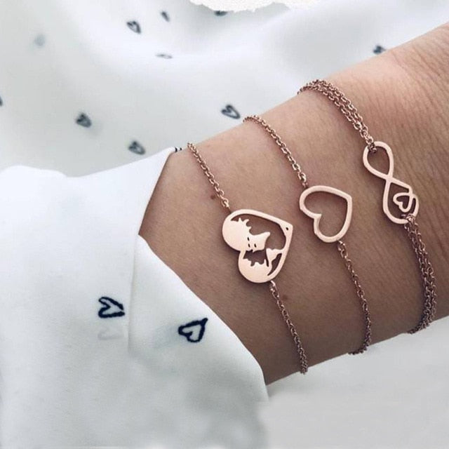6 Pcs/ Set Women Bracelets Set Boho Gem Shell Turtle Leaf Bead Chain Leather Multilayer Bracelet Charm Lady Gold Jewelry Gift
