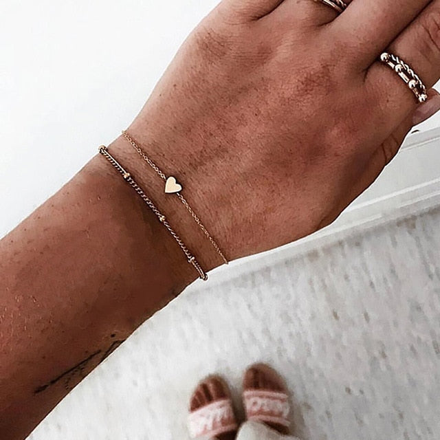 6 Pcs/ Set Women Bracelets Set Boho Gem Shell Turtle Leaf Bead Chain Leather Multilayer Bracelet Charm Lady Gold Jewelry Gift