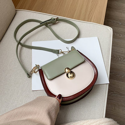 PU Leather Contrast Color Shoulder Bags