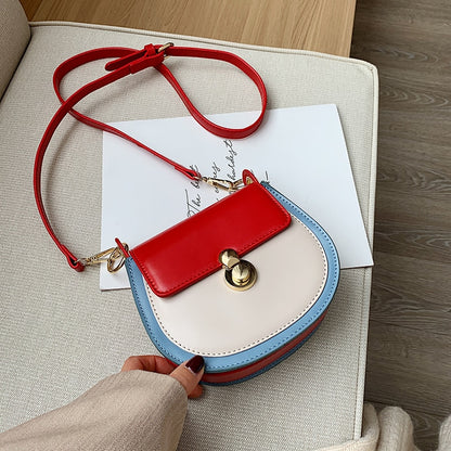 PU Leather Contrast Color Shoulder Bags