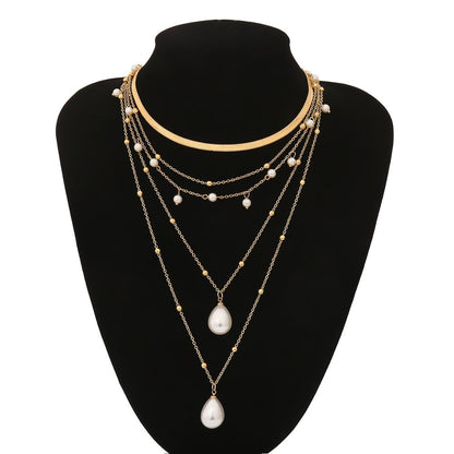IngeSight.Z Bohemian Multi Layer Imitation Pearl Tassel Choker Necklace Collar Statement Pendant Necklace for Women Jewelry