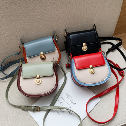 PU Leather Contrast Color Shoulder Bags