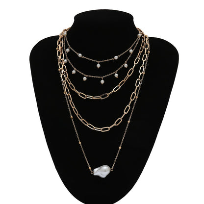 IngeSight.Z Bohemian Multi Layer Imitation Pearl Tassel Choker Necklace Collar Statement Pendant Necklace for Women Jewelry