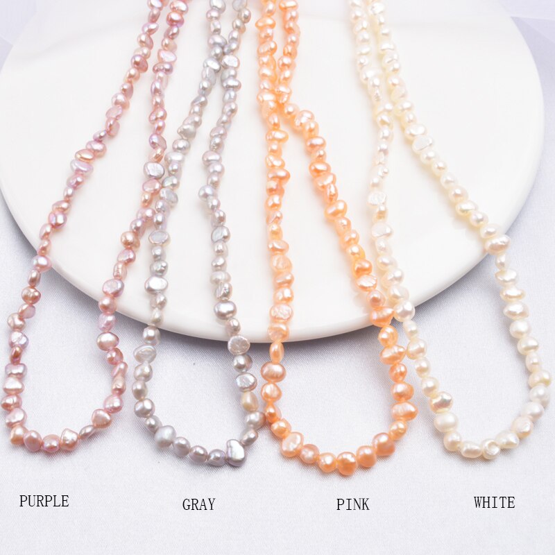 ASHIQI 4-5mm Natural Freshwater Pearl Choker Necklace Baroque pearl Jewelry for women with 925 Silver Clasp