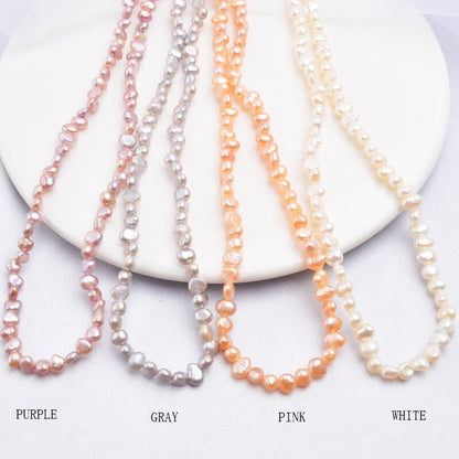 ASHIQI 4-5mm Natural Freshwater Pearl Choker Necklace Baroque pearl Jewelry for women with 925 Silver Clasp