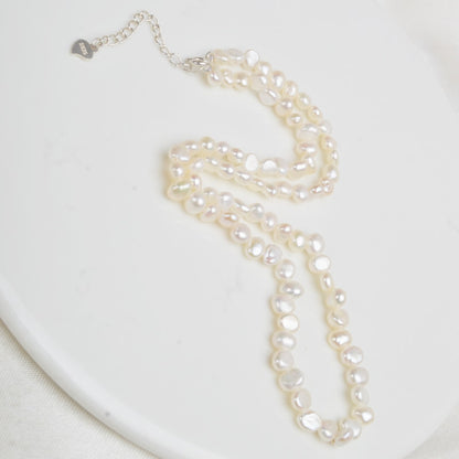 ASHIQI 4-5mm Natural Freshwater Pearl Choker Necklace Baroque pearl Jewelry for women with 925 Silver Clasp