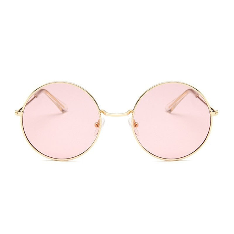 2019 Retro Round Pink Sunglasses Women Brand Designer Sun Glasses For Women Alloy Mirror Female Oculos De Sol Black