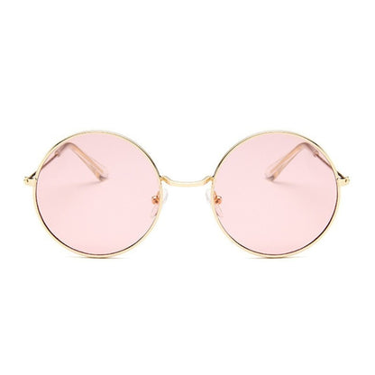 2019 Retro Round Pink Sunglasses Women Brand Designer Sun Glasses For Women Alloy Mirror Female Oculos De Sol Black