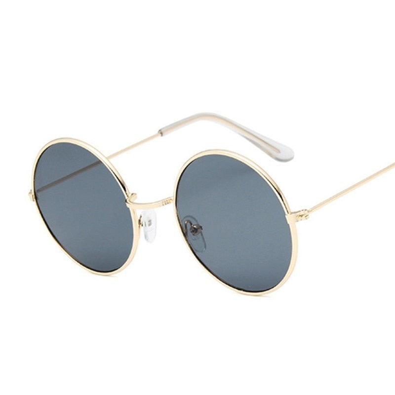2019 Retro Round Pink Sunglasses Women Brand Designer Sun Glasses For Women Alloy Mirror Female Oculos De Sol Black