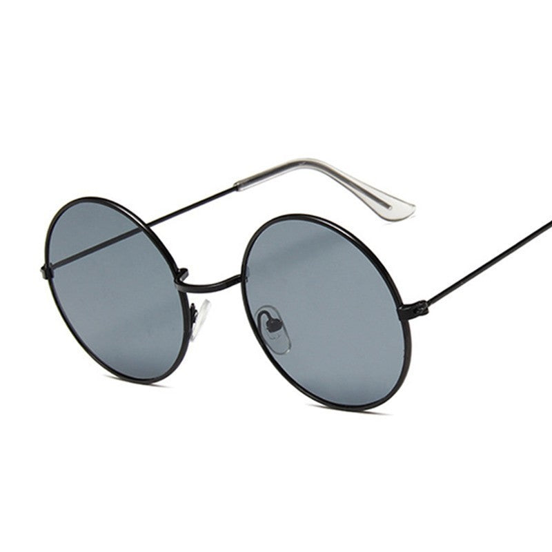 2019 Retro Round Pink Sunglasses Women Brand Designer Sun Glasses For Women Alloy Mirror Female Oculos De Sol Black