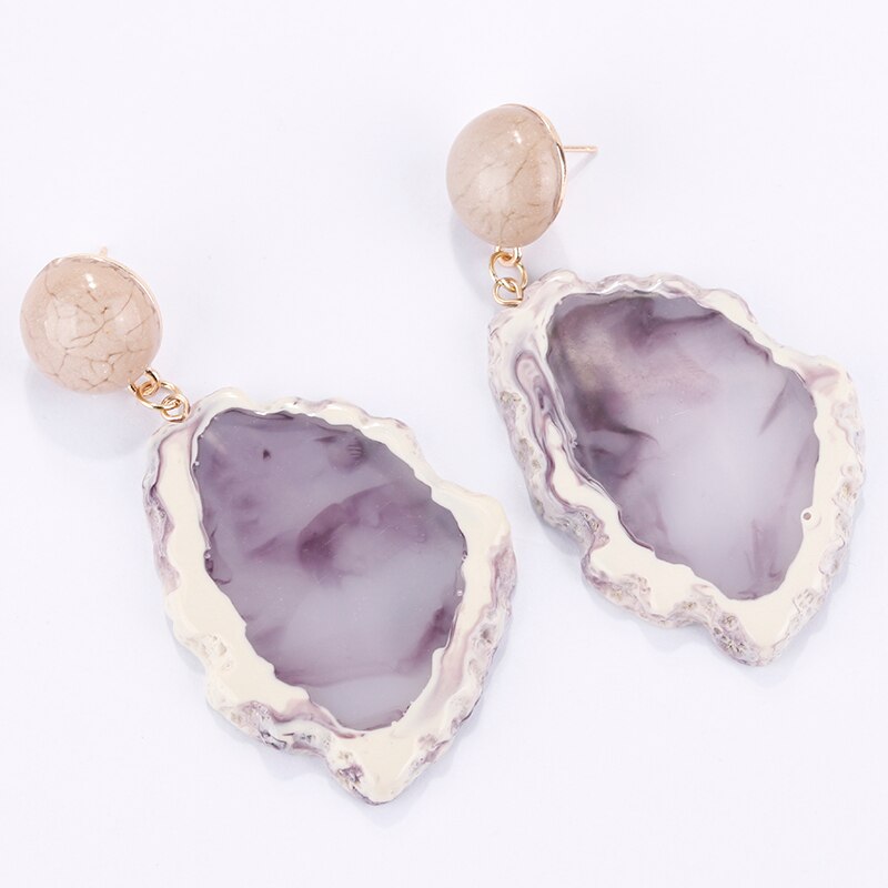 AENSOA Fashion Design Acrylic Irregular Long Drop Earrings 2019 Marble Pattern Stone Handmade Geometric Resin Earrings For Women