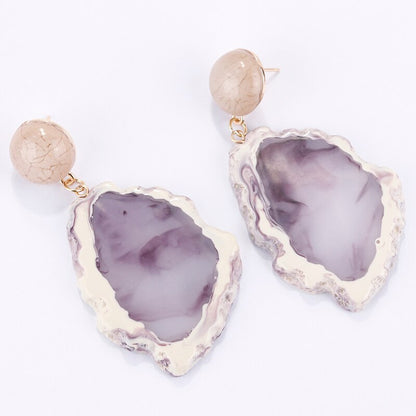 AENSOA Fashion Design Acrylic Irregular Long Drop Earrings 2019 Marble Pattern Stone Handmade Geometric Resin Earrings For Women