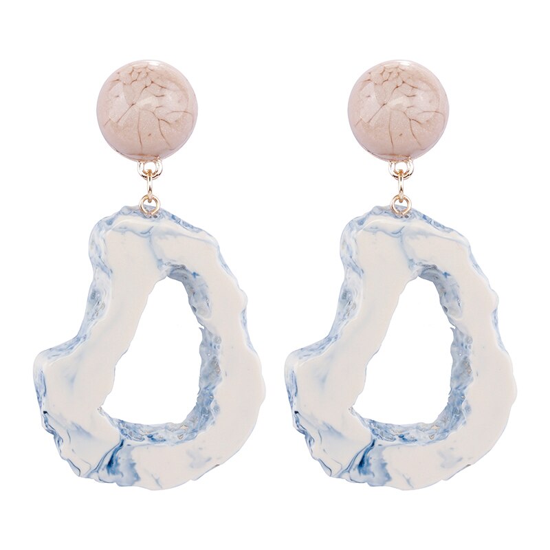 AENSOA Fashion Design Acrylic Irregular Long Drop Earrings 2019 Marble Pattern Stone Handmade Geometric Resin Earrings For Women
