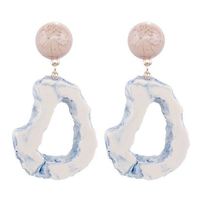 AENSOA Fashion Design Acrylic Irregular Long Drop Earrings 2019 Marble Pattern Stone Handmade Geometric Resin Earrings For Women
