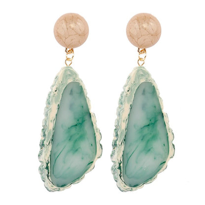AENSOA Fashion Design Acrylic Irregular Long Drop Earrings 2019 Marble Pattern Stone Handmade Geometric Resin Earrings For Women