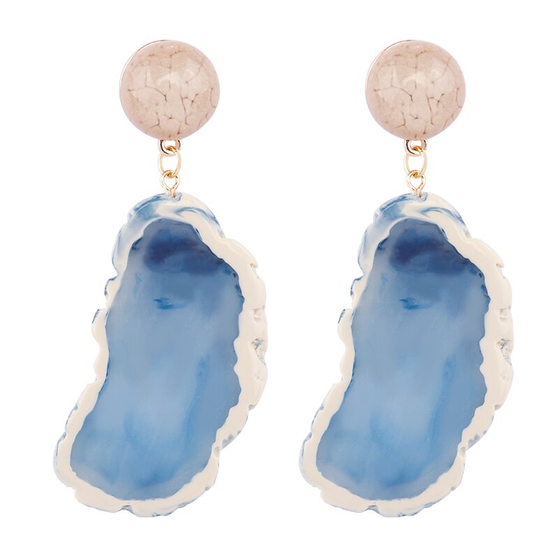 AENSOA Fashion Design Acrylic Irregular Long Drop Earrings 2019 Marble Pattern Stone Handmade Geometric Resin Earrings For Women