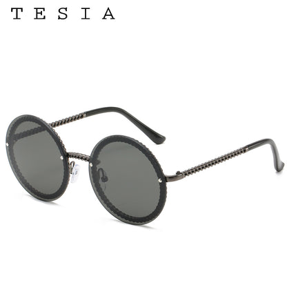 Brand Round Sunglasses Women Luxury Rimless Feamle Shades Europe Popular Ins Sun glasses lunettes de sol femme