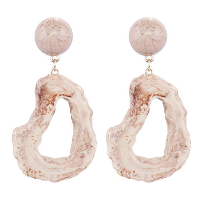 AENSOA Fashion Design Acrylic Irregular Long Drop Earrings 2019 Marble Pattern Stone Handmade Geometric Resin Earrings For Women