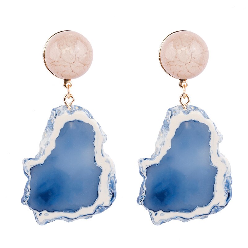 AENSOA Fashion Design Acrylic Irregular Long Drop Earrings 2019 Marble Pattern Stone Handmade Geometric Resin Earrings For Women