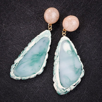 AENSOA Fashion Design Acrylic Irregular Long Drop Earrings 2019 Marble Pattern Stone Handmade Geometric Resin Earrings For Women