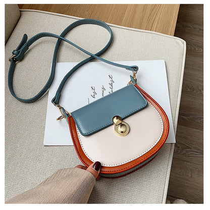 PU Leather Contrast Color Shoulder Bags