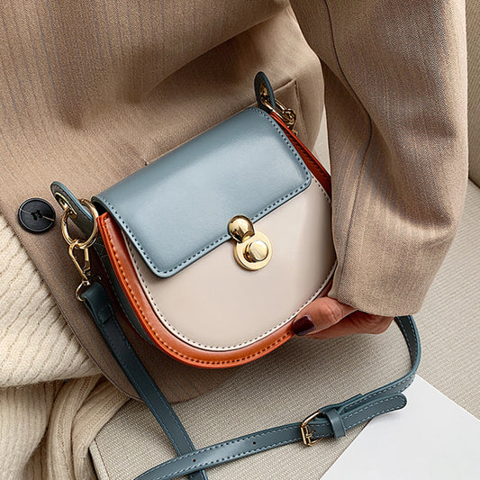 PU Leather Contrast Color Shoulder Bags