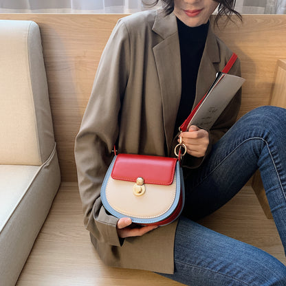 PU Leather Contrast Color Shoulder Bags