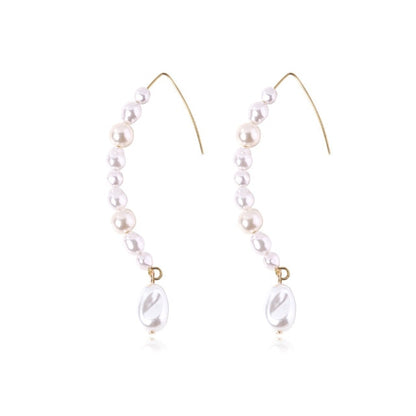 New Boho White Imitation Pearl Round Circle Hoop Earrings Women Gold Color Big Earings Korean Jewelry Brincos Statement Earrings