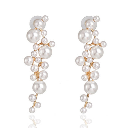 New Boho White Imitation Pearl Round Circle Hoop Earrings Women Gold Color Big Earings Korean Jewelry Brincos Statement Earrings