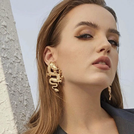 Female popular earring dragon high-grade metal personality pendant unique design temperament jewelry party gift jewelry