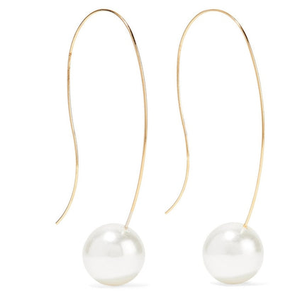 New Boho White Imitation Pearl Round Circle Hoop Earrings Women Gold Color Big Earings Korean Jewelry Brincos Statement Earrings